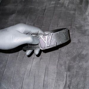 Luxury Monogram Designer Belt — Black Embossed Pattern | Matte Black Buckle |